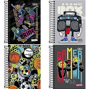 Agenda 2026 Spice Masculina Capa Dura Espiralada 160 Folhas 110X154MM (pacote com 4)
