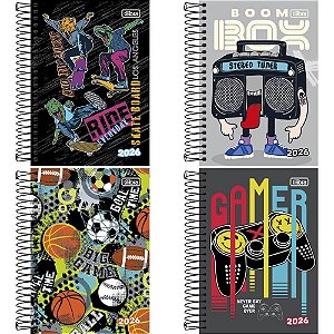 Agenda 2026 Spice Masculina Capa Dura Espiralada 160 Folhas (pacote com 4)