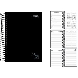 Agenda 2026 Spice Preta Espiralada 110X154MM 160 Folhas (pacote com 4)