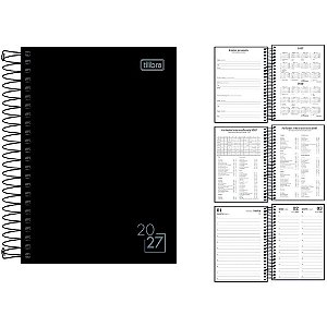 Agenda 2026 Spice Preta Capa Dura Espiralada 160 Folhas (pacote com 4)