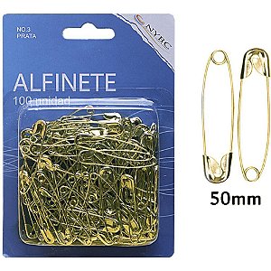 Alfinete de Segurança Nº3 Dourado com 100 Unidades (pacote com 6)