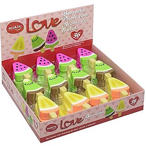 Borracha Decorada Love Picolé 3 Cores Display com 36 Unidades