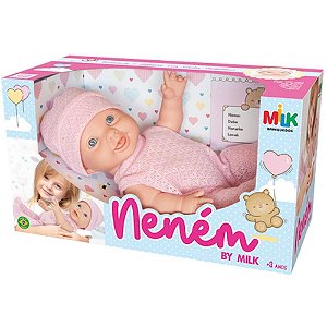Boneca Neném BY MILK 33CM com Certidão de Nascimento