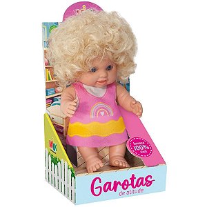 Boneca Milkinha Vinil 22CM Cabelo Crespo Colecionável