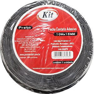 Velcro Adesivo Preto 16MM Rolo com 10 Metros para Fixação e Artesanato