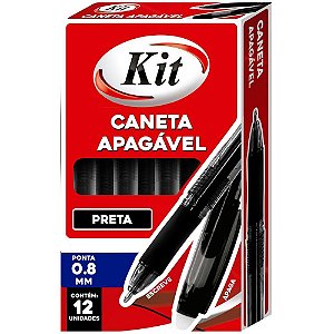 Caneta Esferográfica Apagável Preto Multiuso Caixa