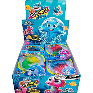 Doce Oceano GUMMY Balas de Gelatina Animais Marinhos Tutti Frutti Display com 24 Unidades