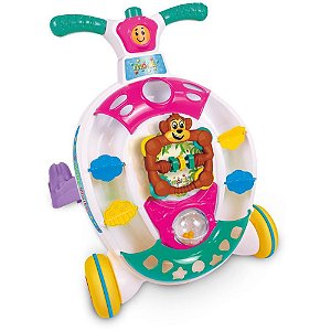 Andador BABY Walker Rosa com Som Bolinhas e Chocalho Maral