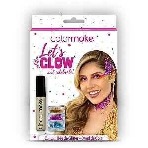 Pintura Facial LET’S GLOW AND Celebrate com 3 Glitters e Cola 4ML