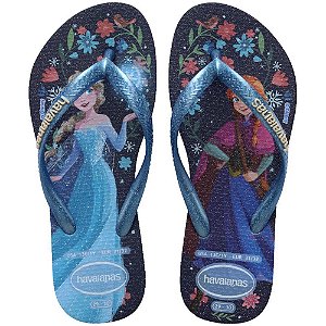 Chinelo Havaianas Infantil Princesas SLIM KIDS 25/26 Azul (PAR)