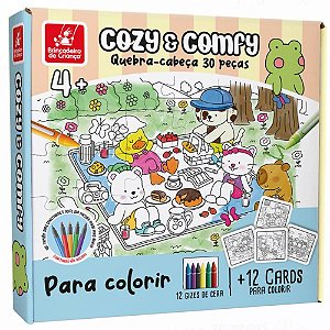 QUEBRA-CABEÇA Madeira COMFY e COZY para Colorir 30 Peças com GIZ de Cera