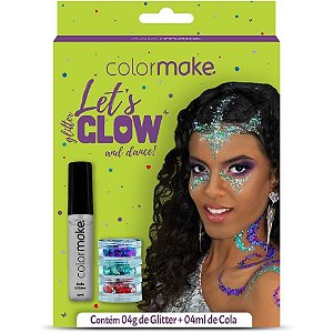 Pintura Facial LET’S GLOW AND Dance com 3 Glitters e Cola 4ML