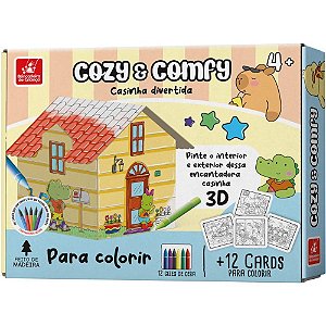 Brinquedo para Colorir Casinha COMFY e COZY 3D com CARDS e Gizes de Cera