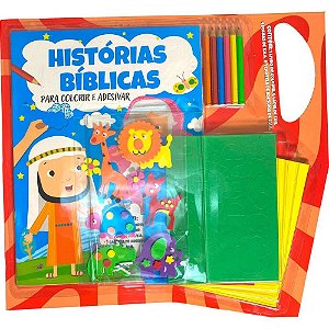 Livro com Adesivos Histórias Bíblicas Lápis de COR e EVA (KIT Educativo)