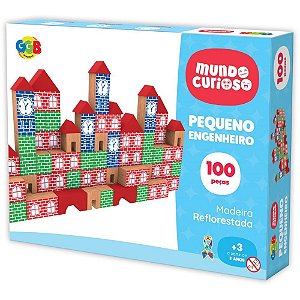 Brinquedo Pedagógico Madeira Pequeno Engenheiro 100 Peças