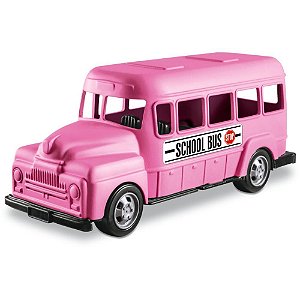 ônibus Escolar Rosa Classic PINK BUS 23CM com Roda Livre