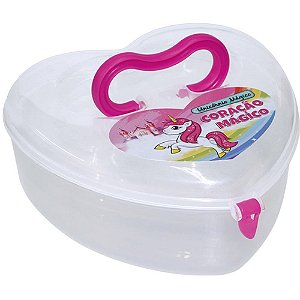 Organizador Maleta Unicórnio Coração com Adesivo