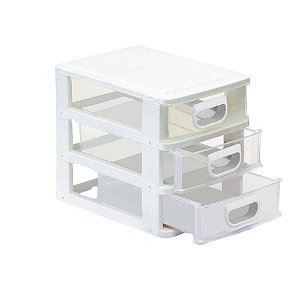 Organizador Porta Tudo 3 Gavetas 15X13X14CM Sortido Branco e Preto