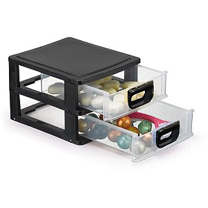 Organizador Porta Tudo 2 Gavetas 15X13X9CM Sortido Branco e Preto
