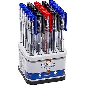 Caneta Esferográfica Escrita Fina 0,5MM Escrita AZUL, Preta e Vermelha Display com 30 Unidades