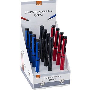 Caneta Esferográfica Metálica ONYX 1.0MM Giratória Display com 12 Unidades