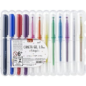 Caneta GEL Colorful 12 Cores Ponta 1.0MM Estojo Blister