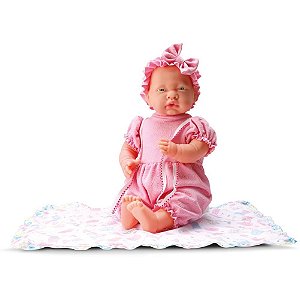 Boneca NEW Valentina 37CM com Mantinha e Roupa Canguru em Vinil Macio