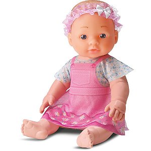 Boneca PATY FAZ Xixi 32CM com Mamadeira, Fralda e Tiara