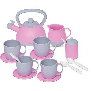 Brincando de Casinha Jogo de CHÁ BABY Gourmet Rosa com 13 Peças