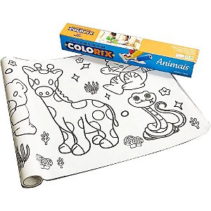 Livro Infantil de Colorir Animais Rolo Adesivo 30CM X 3M