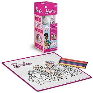 Tapete Mágico Acqua Barbie com 6 Canetas Laváveis 50X50CM