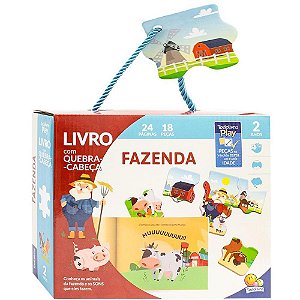 Livro de Atividades Todolivro PLAY QUEBRA-CABEÇA Fazenda BOX com 18 Peças e Livro Brochura