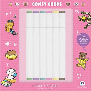 Livro de Colorir FLUFFY AND Cute com 6 Canetinhas 48 Páginas