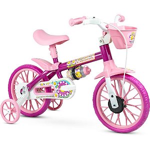 Bicicleta Infantil ARO 12 Flower Feminina com Freio e Selim Ajustável