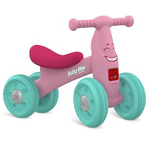 Bicicleta Infantil BABY Bike Equilíbrio Rosa com Estrutura Reforçada +18 Meses