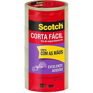 Fita para Empacotamento SCOTCH Corta Fácil 45MMX40M TR Pacote com 04