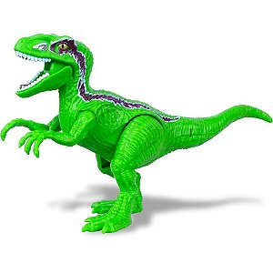 Dinossauro Raptor com Som e LUZ Articulado 21,5X12CM