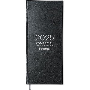 Agenda Comercial 2025 Costurada Capa Preta 208F 123X275MM Pacote com 3