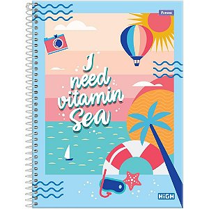 Caderno 10X1 Capa Dura HIGH Feminino 200 Folhas Pacote com 4 Unidades