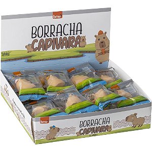 Borracha Decorada Capivara 3 Modelos Display com 24 Unidades