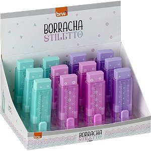 Borracha Decorada Stiletto Retrátil 3 Cores Display com 12 Unidades