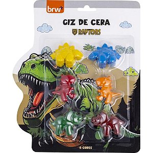 Giz de Cera Curto 6 Cores Raptors Blister