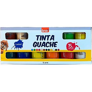 Tinta Guache 15ML com 12 Cores Básicas em Caixa
