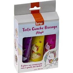Tinta Guache Bisnaga Magic 3 Cores 60ML Caixa Presentável