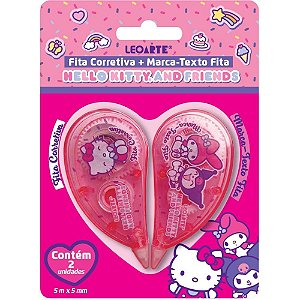 Corretivo em Fita Hello KITTY + Marca Texto Rosa Blister com 2 Unidades