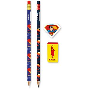 Kit Escolar Superman HB2 com 4 Peças Blister