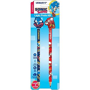 Lápis Preto Decorado Sonic HB com Borracha Sortido Blister com 2