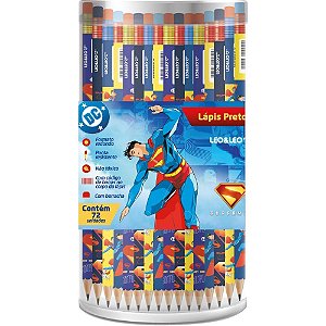 Lápis Preto Decorado Superman HB com Borracha Sortido Pote com 72