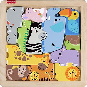 QUEBRA-CABEÇA de Madeira FISHER-PRICE Zoológico com 12 Peças