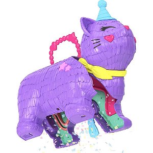 Polly Pocket Micro Conjunto Festa de Pinhata Gatinho com 23 Acessórios